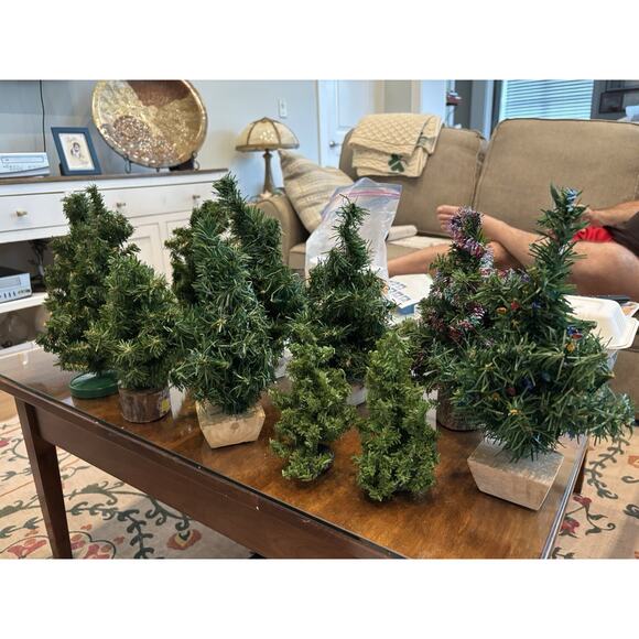 Christmas Village Train Diorama Display 11 Asst Evergreen Pine Trees 6-12” - Picture 1 of 9